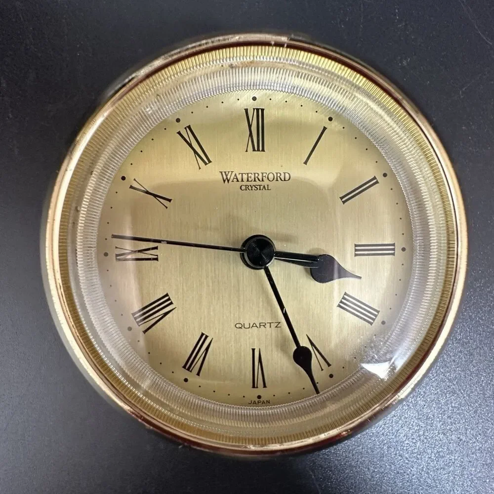 Waterford Crystal Lismore Carriage Clock Quartz Mantel Desk Tabletop Vintage